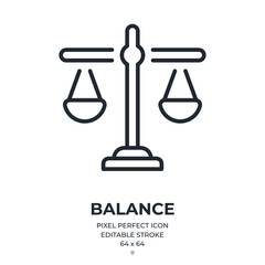 Wall Mural - balance editable stroke outline icon isolated on white background flat vector illustration. pixel pe