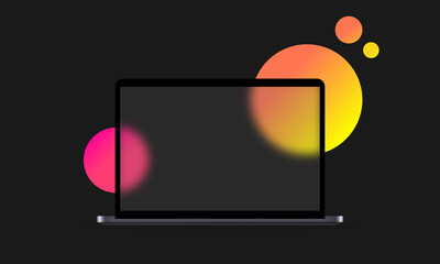 Poster - Glassmorphism style. Laptop template. Notebook icon. Realistic glass morphism effect with set of transparent glass plates. Vector illustration