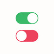 On and Off toggle switch buttons vector. Green and red toggle switch buttons isolated on white background. Buttons slider. Vector illustration