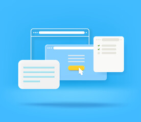 Aufkleber - Internet pop-up windows with different content. Using internet concept