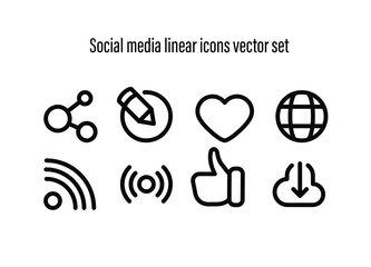 Poster - Social media linear icons vector set