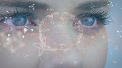 Poster - Animation of human brain and molecules over woman's face