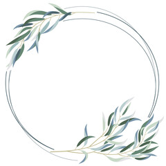 Wall Mural - Round frame with leaves