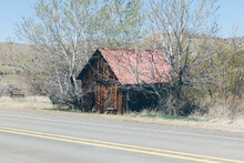 Abandoned Cabin Along Rural Road