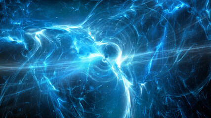 Wall Mural - Blue glowing multidimensional plasma in space