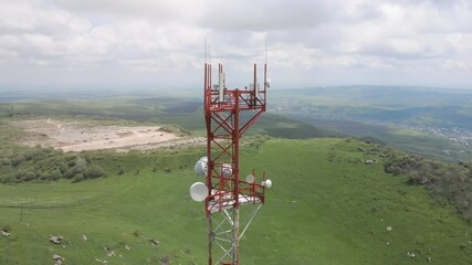 Wall Mural - Aerial flight around the telecom tower