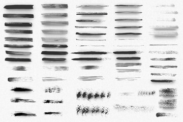 Poster - Set of artistic pen brushes. Vintage doodle underlines. Hand drawn grunge strokes. Scribble marker borders, sketch underlines. Set of black strokes. Ink brush drawing.