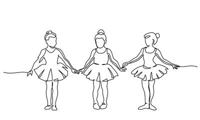 Wall Mural - nice little cute children girls in dance dress dancing ballet.