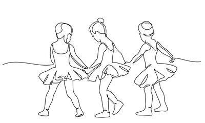 Wall Mural - nice little cute children girls in dance dress dancing ballet.