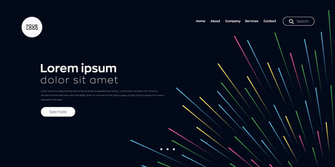 Wall Mural - web landing page. wave header glowing line vector background for website, banner, template. abstract