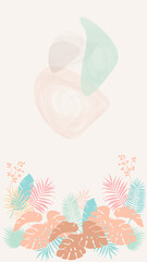 Aufkleber - Elegant watercolour template with pastel tropical plants. Mockup for personal blog, shop or streaming. Layout for your promotion, stories and post in social media.