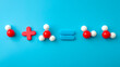 Acids and bases neutralization, dissociation of water and redox chemical reaction concept with a hydroxy group added to a hydronym molecule resulting in two water molecules