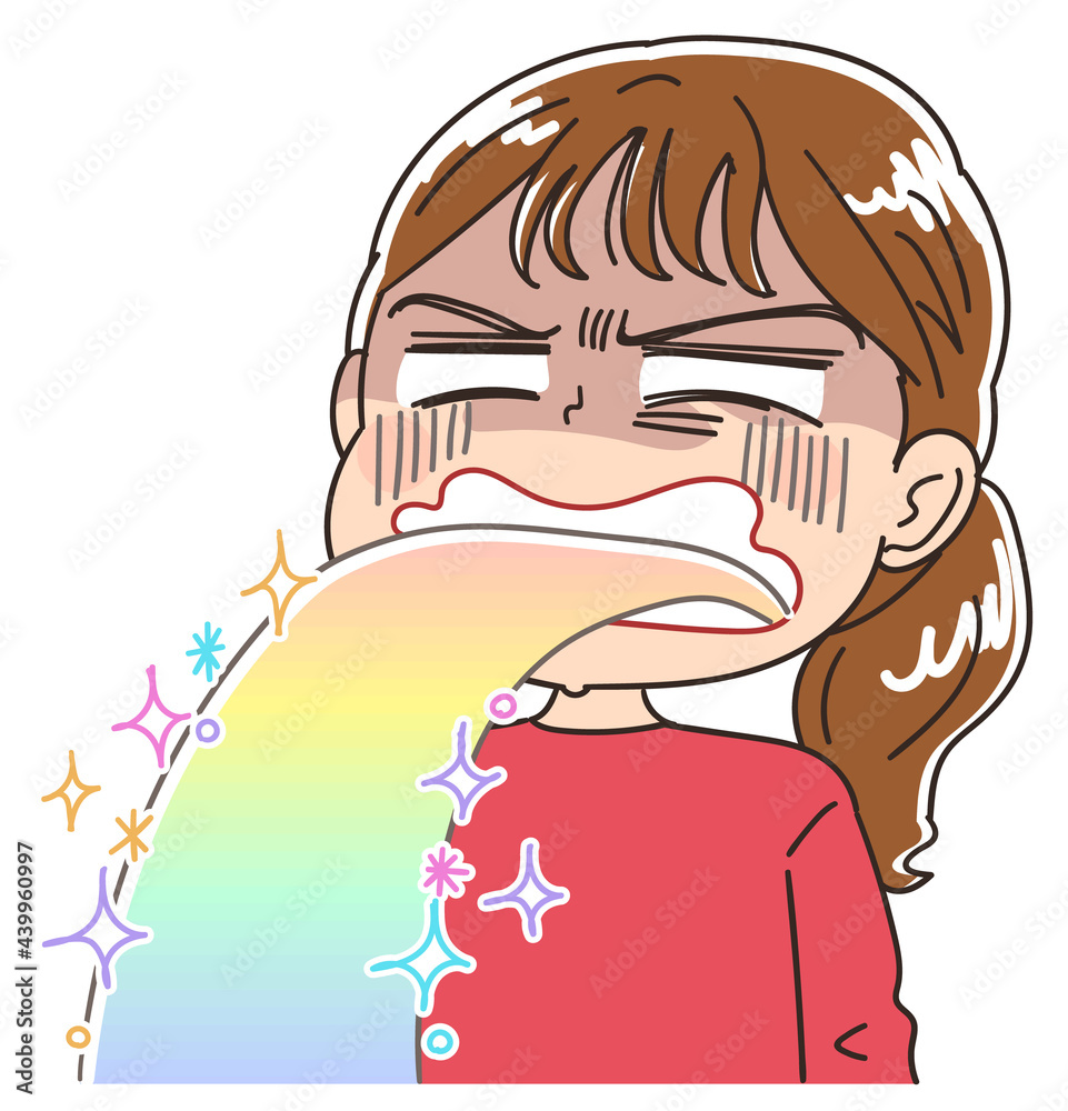 嘔吐する女性(キラキラ・虹) Stock Vector | Adobe Stock