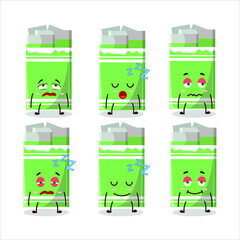 Canvas Print - Cartoon character of green bubble gum with sleepy expression. Vector illustration