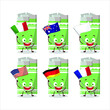 © kongvector - Green bubble gum cartoon character bring the flags of various countries. Vector illustration