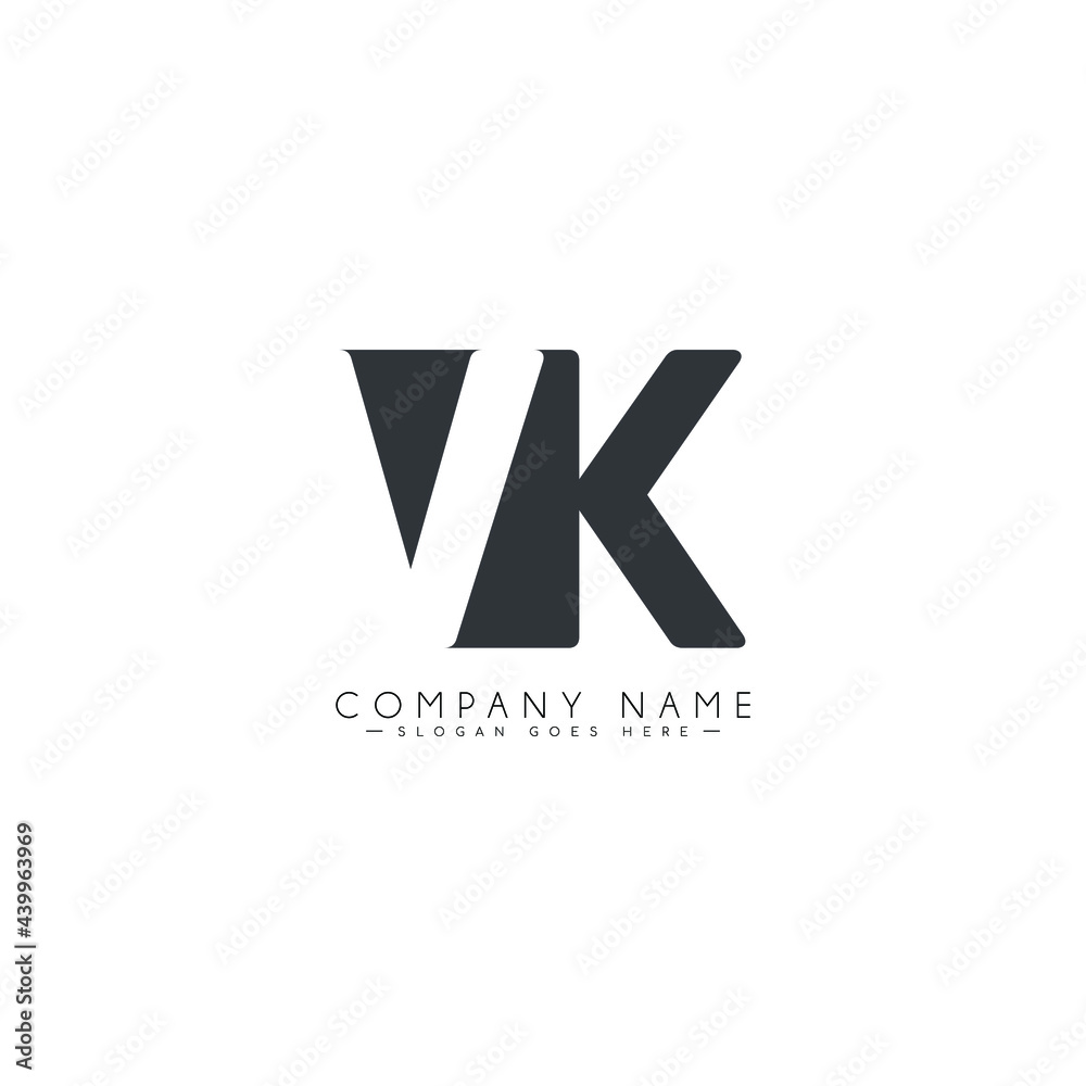 Initial Letter VK Logo - Minimal Business Style Logo Stock Vector ...