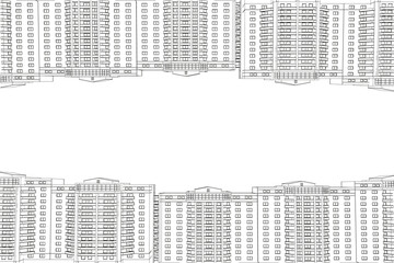 Poster - Wireframe of high rise buildings from below and from above illustration. Vector illustration