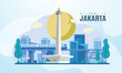 © Ilusiku studio - Welcome to Jakarta city Indonesia on vector illustration background