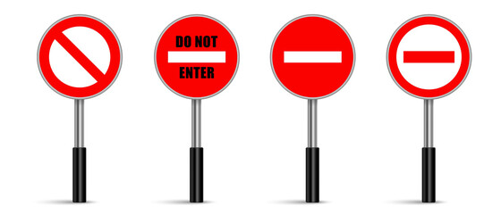 Wall Mural - Set of do not enter signs vector, Warning symbol