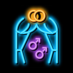 Wall Mural - gay marriage neon light sign vector. Glowing bright icon gay marriage sign. transparent symbol illustration