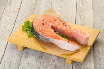 Raw salmon steak - ready for grill