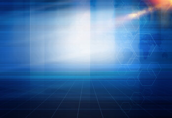 Poster - 3D rendering of a blue health care background, suitable for health care and medical topics news