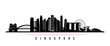Singapore skyline horizontal banner. Black and white silhouette of Singapore. Vector template for your design.