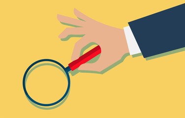 Poster - Searching concept with hand holding magnifying glass. Vector