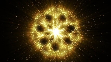 Wall Mural - 4k abstract celebration background animation shining gold particles and dust geometry figure glitter