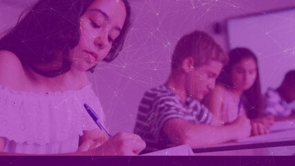 Poster - Animation of network of connections over schoolchildren in classroom