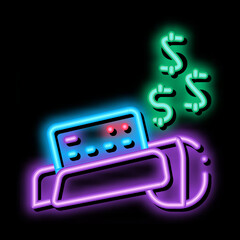 Wall Mural - pos terminal card payment neon light sign vector. Glowing bright icon pos terminal card payment sign. transparent symbol illustration