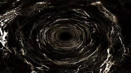 Wall Mural - Abstract fantasy background 3D animation, moving through a dark stone cave, tunnel, or wormhole with glowing walls