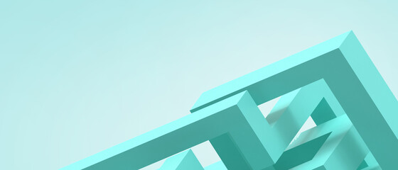 Aufkleber - Creative idea Geometric shapes futuristic and ladder for Modern Different Concept Design on Green. banner, website, Copy Space -3d Rendering