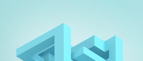 Aufkleber - Creative idea Geometric shapes futuristic and ladder for Modern Succeed Concept on blue. banner, website, Copy Space, poster, Card -3d Rendering