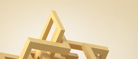 Aufkleber - Creative idea futuristic Geometric shapes and ladder for Victory Concept Design on yellow. banner, website, Copy Space, poster, Card -3d Rendering