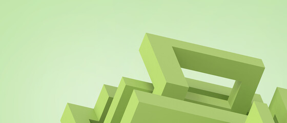 Aufkleber - Creative idea futuristic Geometric shapes and ladder for thinking Design Concept on Light Green. banner, website, Copy Space -3d Rendering