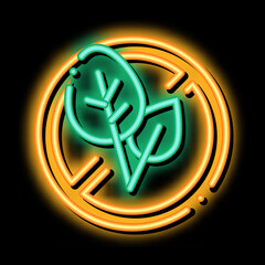 Poster - soy leaves crossed out sign neon light sign vector. Glowing bright icon soy leaves crossed out sign sign. transparent symbol illustration