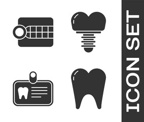 Wall Mural - Set Tooth, Dentures model, Id card with tooth and Dental implant icon. Vector