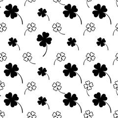 Canvas Print - Clover Four Leaf Icon Seamless Pattern