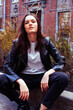 © iordani - young pretty girl outside in city street happy smiling, lifestyle fashion peopple concept