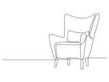Fototapeta  - Continuous one line drawing of armchair. Modern chair in Linear style. Interior Furniture hand-drawn picture silhouette. Vector illustration