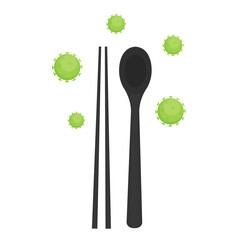 Wall Mural - Chopsticks and spoon vector. chopsticks white background. bacteria vector.