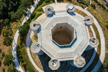 Aerial view of the castle of Castel del monte in Andria in Puglia. Eight sides