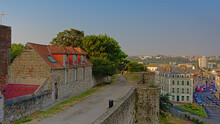 Old House On The City Walls Of Boulogne Sur Mer, France, View From Above From The City Walls
