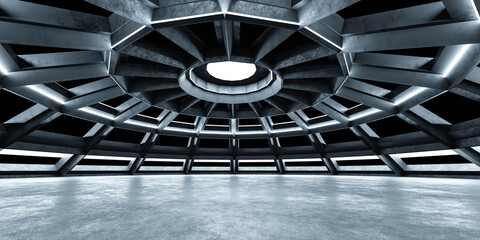 Poster - futuristic architecture building hall with dome 3d render illustration modern minimalistic design ar