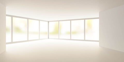 Poster - abstract white empty studio interior room 3d render illustration