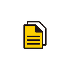 Aufkleber - Simple Flat Yellow Document Icon Illustration Design, Clean Document Symbol with Outlined Style Template Vector