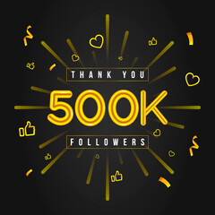 Canvas Print - Thank you 500k followers Design. Celebrating 500000 or Five hundred thousand followers. Vector illustration.