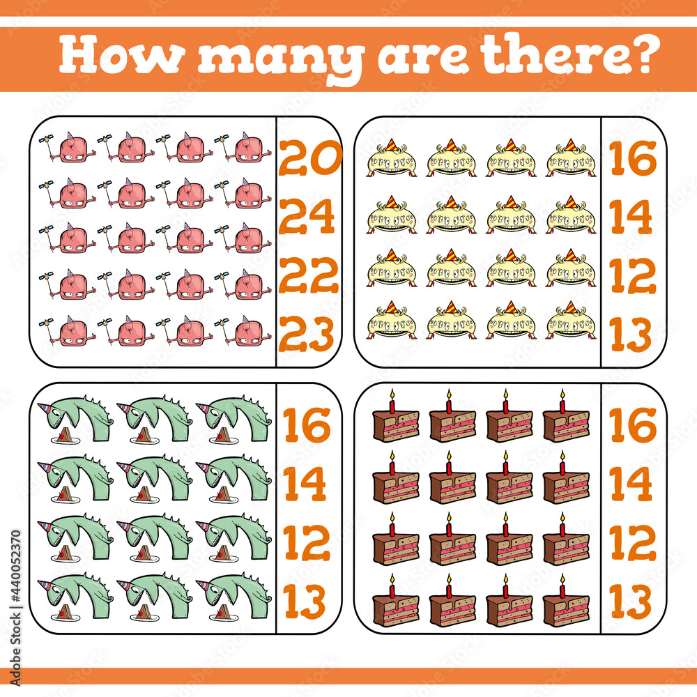 Count How Many Math How many are there? Counting Game for Preschool Children. Count how ...