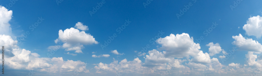 Blue Sky background with tiny Clouds. Panorama background - obrazy, fototapety, plakaty 